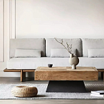 Дизайнерский журнальный стол квадратный с черным трапециевидным основанием Wokab варинант исполнения - 1 | Loft Concept в Омске