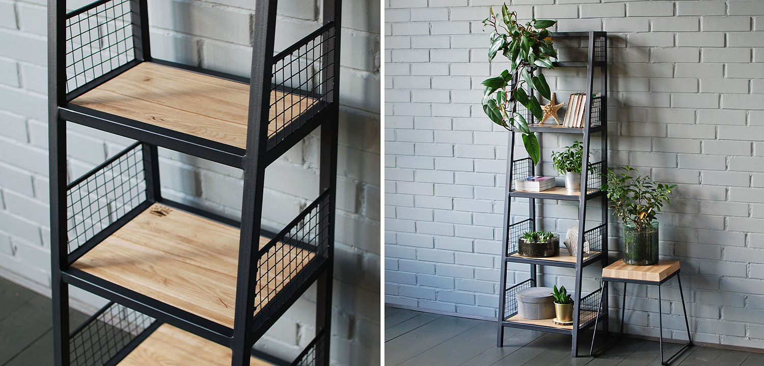 Стеллаж Kiyan Black Industrial Metal Rust Rack Стеллаж Kiyan Black Industrial Metal Rust Rack - Loft-Concept в Омске