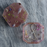 Шкатулка из эпоксидной смолы с цветами розовая Epoxy Resin Square Box Pink варинант исполнения - 2 | Loft Concept в Омске