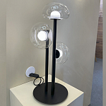 Настольная лампа с тремя прозрачными куполообразными плафонами и черным металлическим основанием Flos Wireline Lighting варинант исполнения - 5 | Loft Concept в Омске