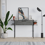 Консоль напольная серая с выдвижным ящиком и 2-мя полками с белой столешницей OTIS CONSOLE RETRO GRAY варинант исполнения - 1 | Loft Concept в Омске