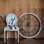 Часы настенные деревянные с римскими цифрами чёрного цвета Clock with History варинант исполнения - 3 | Loft Concept в Омске