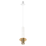 Подвесной светильник с узким цилиндрическим плафоном и золотым металлическим декором Concrete Pipe варинант исполнения - 11 | Loft Concept в Омске