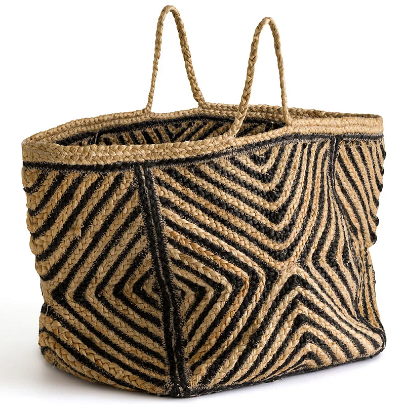 Плетеная мягкая корзина Kito Wicker Basket Бежевый Черный Плетеная мягкая корзина Kito Wicker Basket Бежевый Черный в Омске | Loft Concept