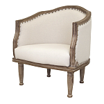 Кресло низкое с мягкой обивкой из льна на 4-х деревянных ножках Emile Armchair beige варинант исполнения - 3 | Loft Concept в Омске