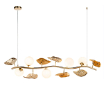 Люстра линейная на золотистом каркасе с белыми стеклянными плафонами Zest of Light варинант исполнения - 1 | Loft Concept в Омске