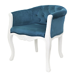 Кресло низкое в стиле прованс Louis French Armchair white and blue velour варинант исполнения - 3 | Loft Concept в Омске
