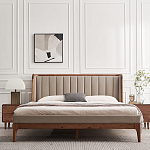 Кровать двуспальная с мягким изголовьем Moon Walnut Bed варинант исполнения - 3 | Loft Concept в Омске