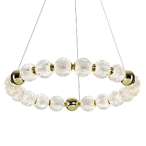 Люстра подвесная кольцевая с прозрачными рифлеными шарообразными плафонами Crystal Globule
