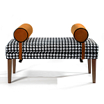 Банкетка Banquette PIED DE POULE Orange с принтом гусиная лапка Оранжевые валики варинант исполнения - 1 | Loft Concept в Омске
