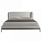 Кровать двуспальная серая с мягким изголовьем из экокожи и ткани Modern Look варинант исполнения - 3 | Loft Concept в Омске