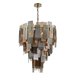 Люстра с многослойными стеклянными панелями янтарного и дымчатого цвета Textured Glass Chandelier варинант исполнения - 3 | Loft Concept в Омске