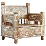 Деревянное кресло из массива манго с резьбой Vela Grey Mango Chair варинант исполнения - 1 | Loft Concept в Омске