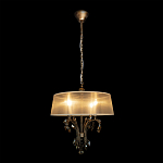 Люстра подвесная круглая с тканевым полупрозрачным абажуром и подвесками 4 лампы Gilded Elegance варинант исполнения - 1 | Loft Concept в Омске
