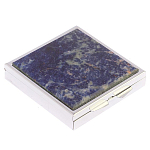 Таблетница карманная квадратная с 4-мя отделениями с зеркалом и накладкой из натурального камня Содалит Silver Stone Pillboxes варинант исполнения - 1 | Loft Concept в Омске