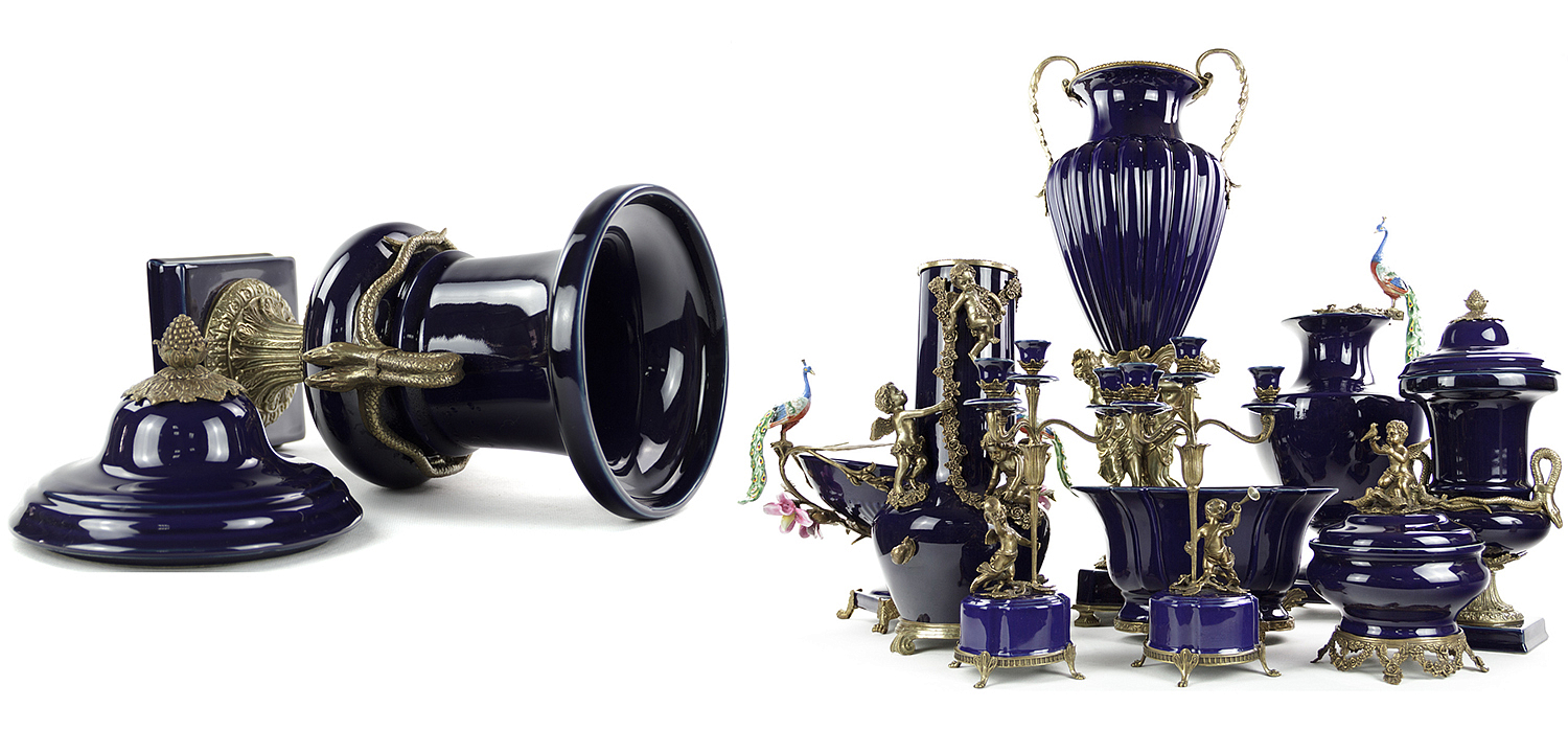 Ваза Selenia Blue Vase Bronze Serpents Ваза Selenia Blue Vase Bronze Serpents - Loft-Concept в Омске