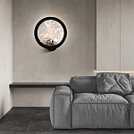 Светодиодное бра круглой формы с металлической рамой черного цвета Marble Glow варинант исполнения - 3 | Loft Concept в Омске