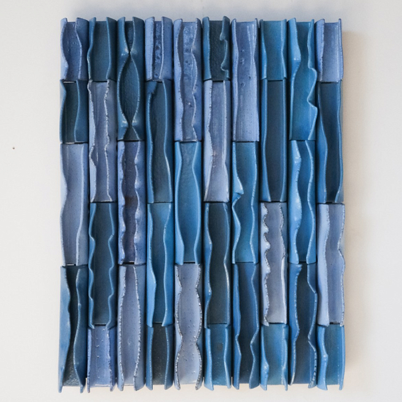 Объемное Панно Vertical Blue Rhythmic Waves Синий в Омске | Loft Concept 