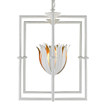 Люстра белая прямоугольная с абажурами в виде цветков тюльпана White Tulips варинант исполнения - 3 | Loft Concept в Омске