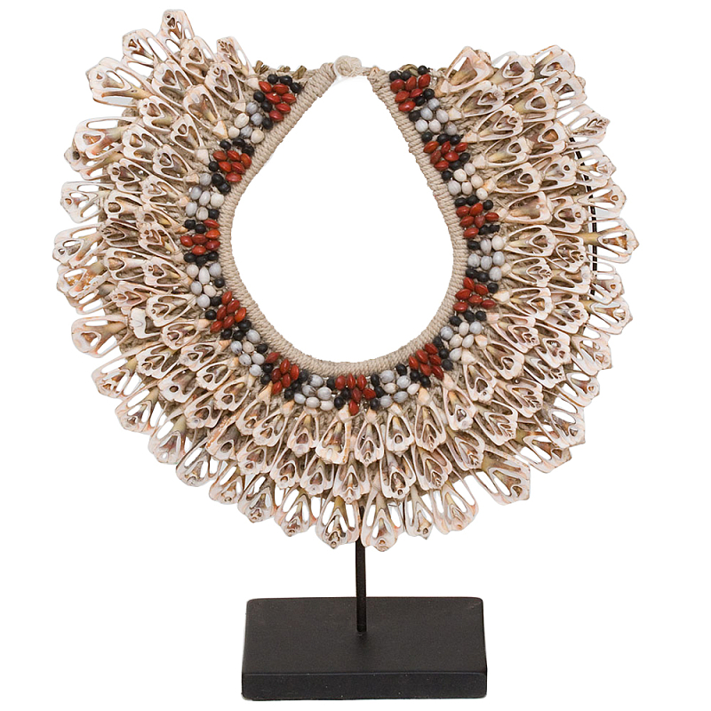 Этническое ожерелье из ракушек на подставке Ethnic Necklace Lacy Shells Beige Бежевый Красный Черный Белый в Омске | Loft Concept 