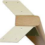 Обеденный стол с прямоугольной бежевой столешницей из стекла на 4-х деревянных ножках Beige Marble варинант исполнения - 5 | Loft Concept в Омске