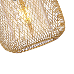 Подвесной светильник со стеклянным плафоном цилиндрической формы и металлической сеткой Metal Mesh Gold варинант исполнения - 4 | Loft Concept в Омске