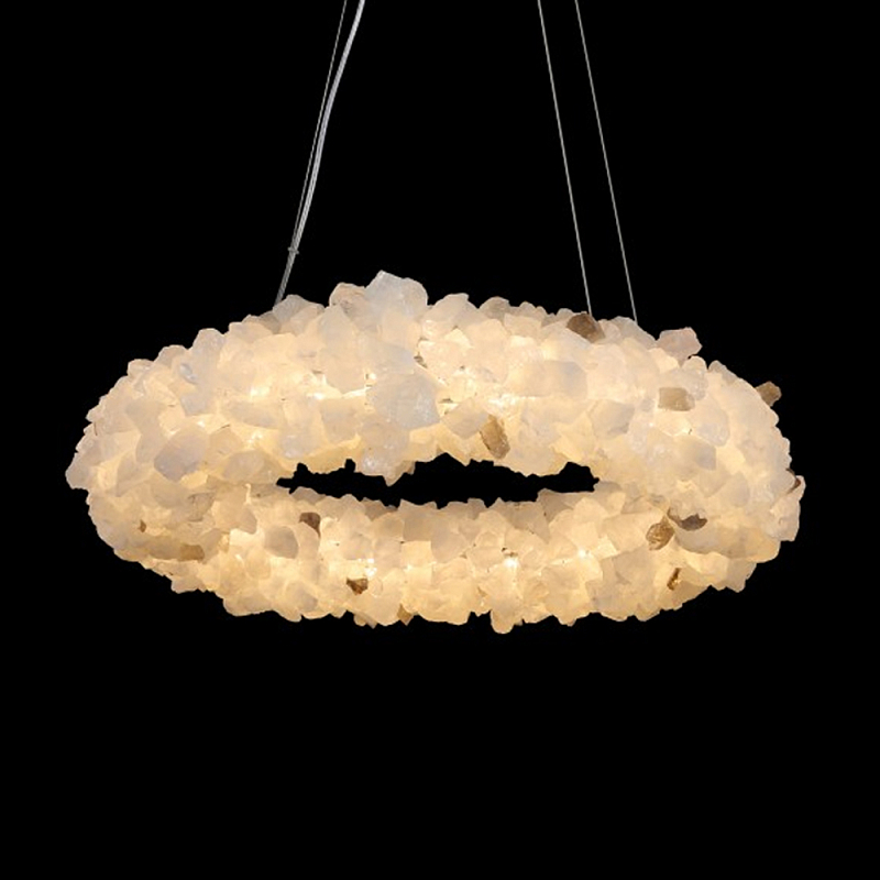 Люстра кольцевая из натурального горного хрусталя Harmonious Crystal Circles Латунь Прозрачный в Омске | Loft Concept 