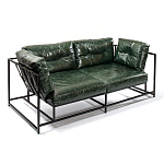 Диван Лофт Натуральная Винтажная кожа Зеленый Two Seat Encounter Leather Sofa варинант исполнения - 3 | Loft Concept в Омске
