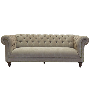 Диван велюровый бежевый трехместный Button Beige