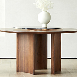 Стол обеденный круглый с двойной столешницей Walnut Wood Table варинант исполнения - 4 | Loft Concept в Омске