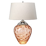 Настольная лампа с фактурным стеклянным основанием красного цвета с хромированной деталью у горловины и белым абажуром из искусственного шёлка Elstead Lighting варинант исполнения - 1 | Loft Concept в Омске