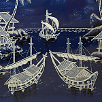 Картина ручная вышивка бисером Ночной пейзаж Night Boat Bay варинант исполнения - 4 | Loft Concept в Омске