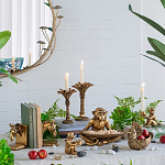 Подсвечник в форме пальмы с резными листьями и текстурным основанием Golden palm leaves варинант исполнения - 4 | Loft Concept в Омске