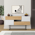 Комод c 2-мя белыми дверцами и 2-мя выдвижными ящиками цвета древесины EROS CONSOLE OAK WHITE варинант исполнения - 1 | Loft Concept в Омске