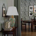 Настольная лампа бирюзовая с цветочным принтом Turquoise Flight варинант исполнения - 5 | Loft Concept в Омске