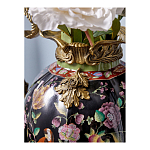 Ваза из фарфора черная с цветочной росписью и бронзовыми элементами Spring Garden варинант исполнения - 5 | Loft Concept в Омске