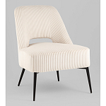 Кресло лаунж Бостон велюр рельефный молочный на черных ножках варинант исполнения - 1 | Loft Concept в Омске