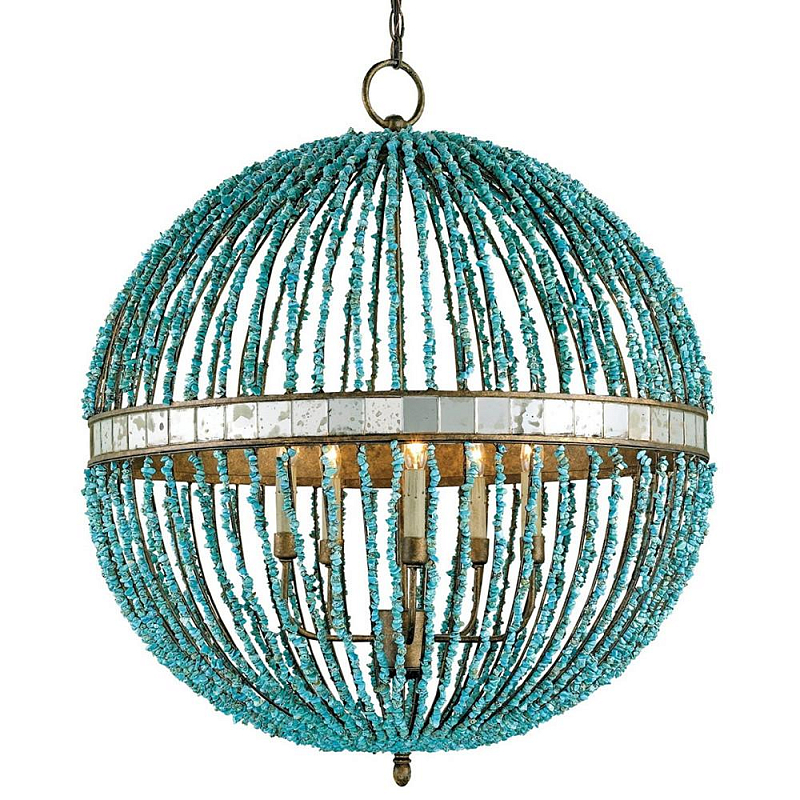 Светильник CURREY AND COMPANY BEADED ORB CHANDELIER — TURQUOISE BLUE Бирюзовый в Омске | Loft Concept 