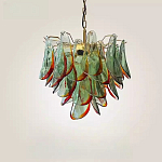 Люстра стеклянная с зелеными лепестками Green Leaf Fall варинант исполнения - 3 | Loft Concept в Омске