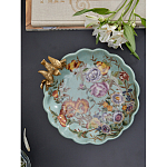 Блюдо из голубого фарфора с бронзовой птичкой Blue Garden варинант исполнения - 5 | Loft Concept в Омске