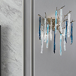 Бра с ветвистым каркасом из металла и подвесками из стекла Droplet Chandelier варинант исполнения - 1 | Loft Concept в Омске