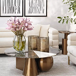 Дизайнерский журнальный стол с круглой столешницей на 3-х геометрических ножках Lehumod варинант исполнения - 3 | Loft Concept в Омске