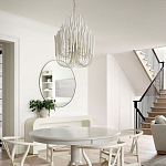 Люстра белая с несколькими ярусами деревянных палочек Bright Wooden Chandelier варинант исполнения - 6 | Loft Concept в Омске