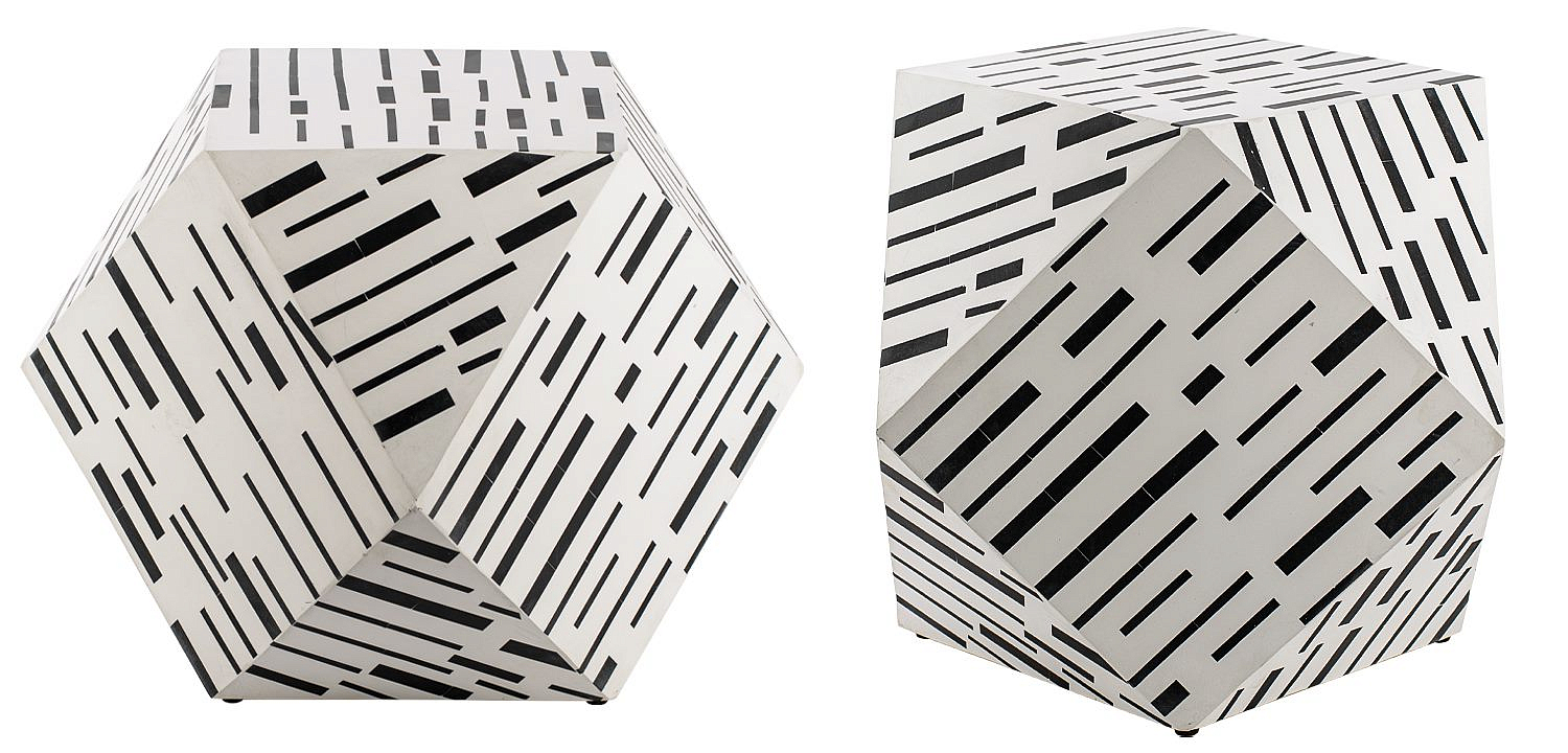 Табурет Black&white Indian Bone Inlay stool - Loft-Concept в Омске