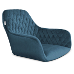 Барный стул со спинкой и подлокотниками на 4-х деревянных ножках Douglas Rhombus Синий Велюр варинант исполнения - 2 | Loft Concept в Омске