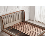 Кровать двуспальная с мягким изголовьем Moon Walnut Bed варинант исполнения - 9 | Loft Concept в Омске