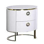 Тумбочка белая овальная с мраморной столешницей Thoroughbass варинант исполнения - 1 | Loft Concept в Омске