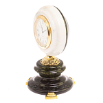 Часы настольные бронзовые из натуральных камней Мрамор и Змеевик Stone Clock варинант исполнения - 5 | Loft Concept в Омске