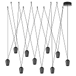 Подвесной светильник черными плафонами на длинных пересекающихся тросах Construction варинант исполнения - 7 | Loft Concept в Омске