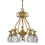 Люстра цвета латунь с 5-ю плафонами из рельефного стекла в форме ананаса Hinkley варинант исполнения - 1 | Loft Concept в Омске